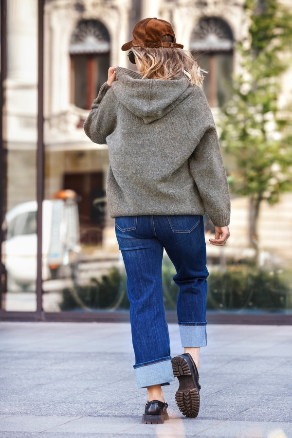 Sweter oversize ze sznurowaniem Vera Khaki 2