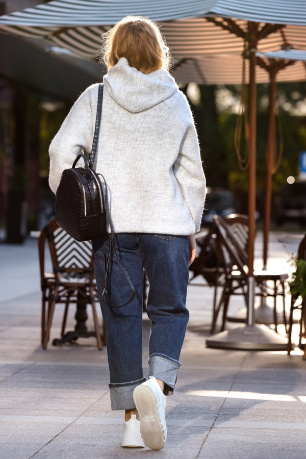 Sweter oversize ze sznurowaniem Vera Szary 2