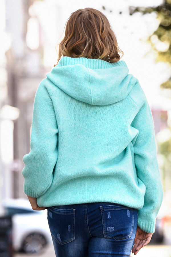Sweter oversize ze sznurowaniem Vera Seledyn 1