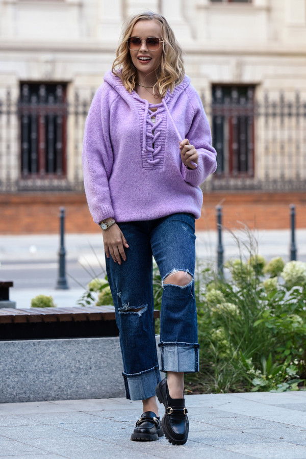 Sweter oversize ze sznurowaniem Vera Lila