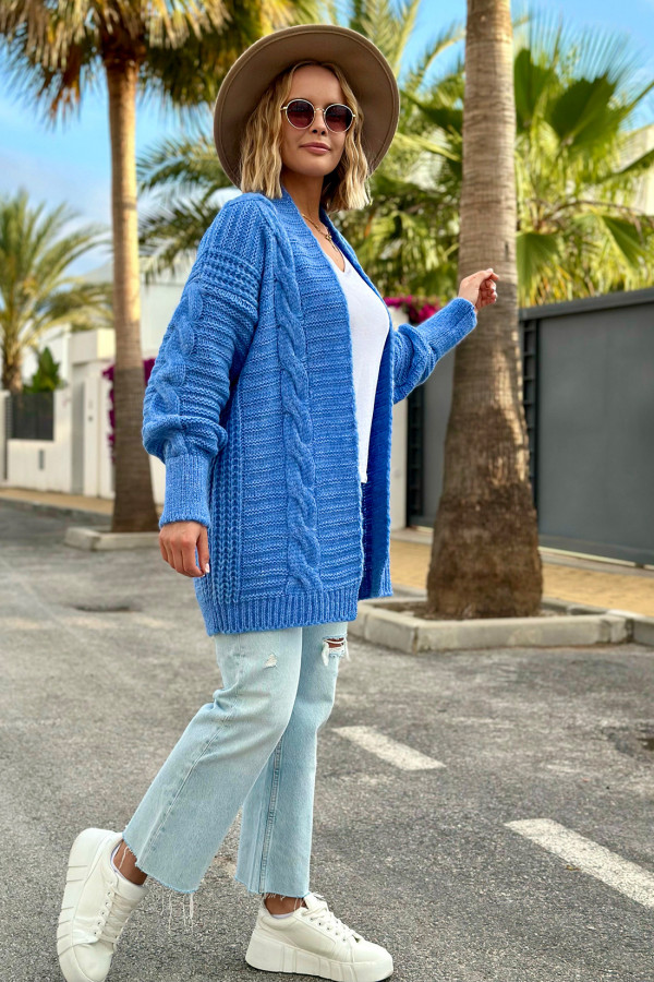 Kardigan z warkoczem Viktoria Niebieski 1