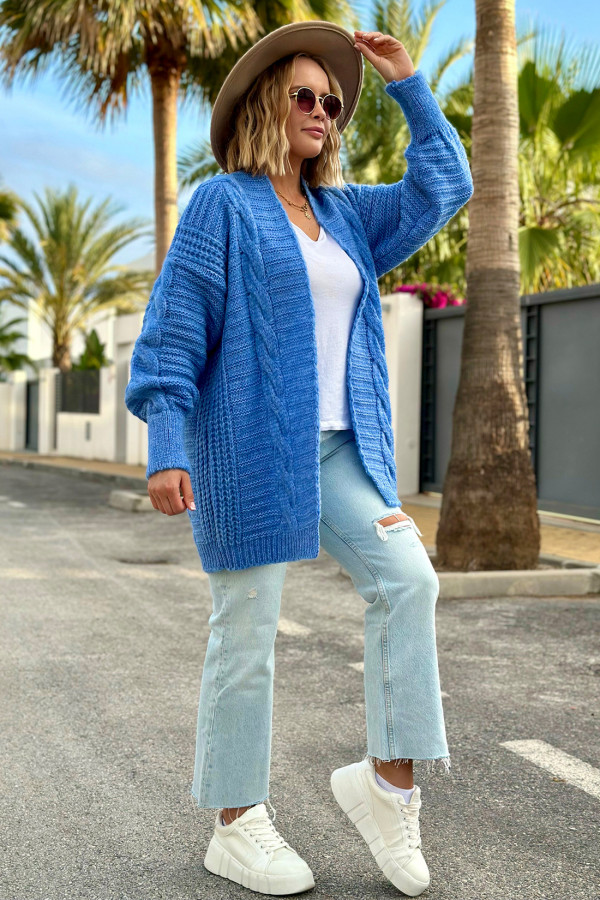 Kardigan z warkoczem Viktoria Niebieski 2