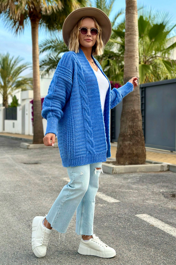 Kardigan z warkoczem Viktoria Niebieski 3