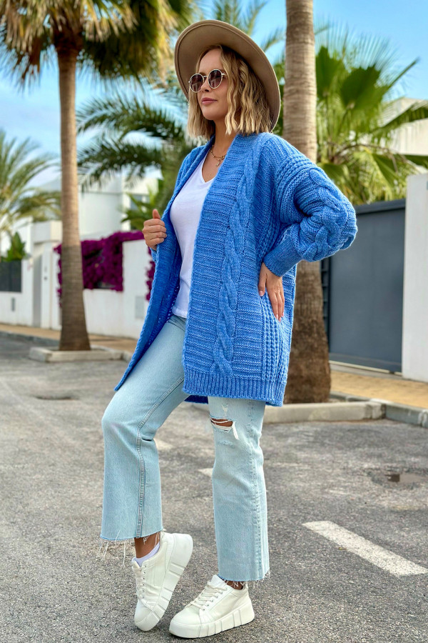 Kardigan z warkoczem Viktoria Niebieski 4