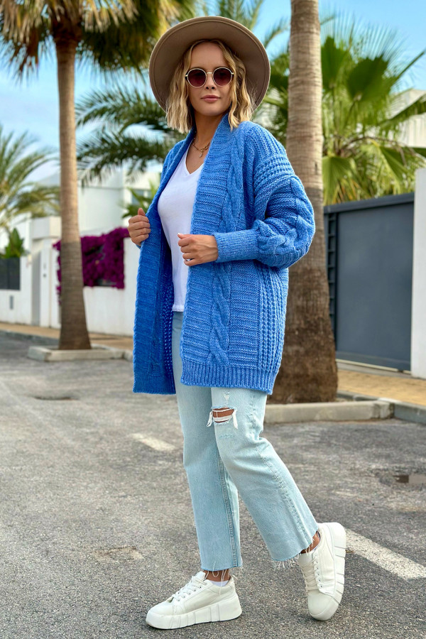 Kardigan z warkoczem Viktoria Niebieski 5