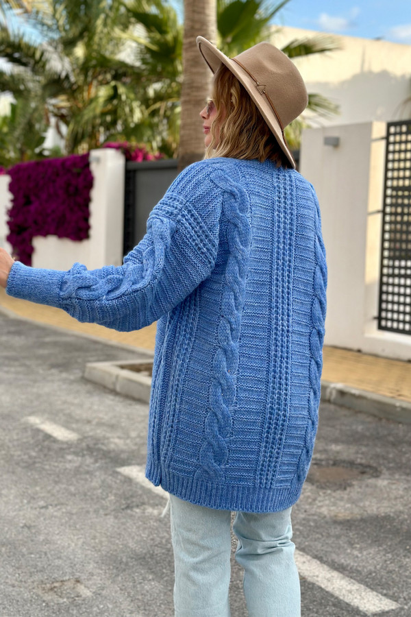 Kardigan z warkoczem Viktoria Niebieski 8