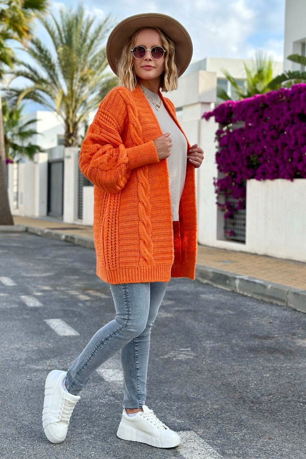 Kardigan z warkoczem Viktoria Pomarańcz 1