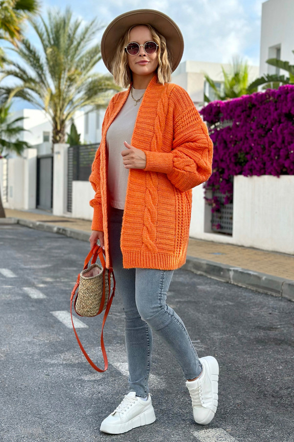 Kardigan z warkoczem Viktoria Pomarańcz 5