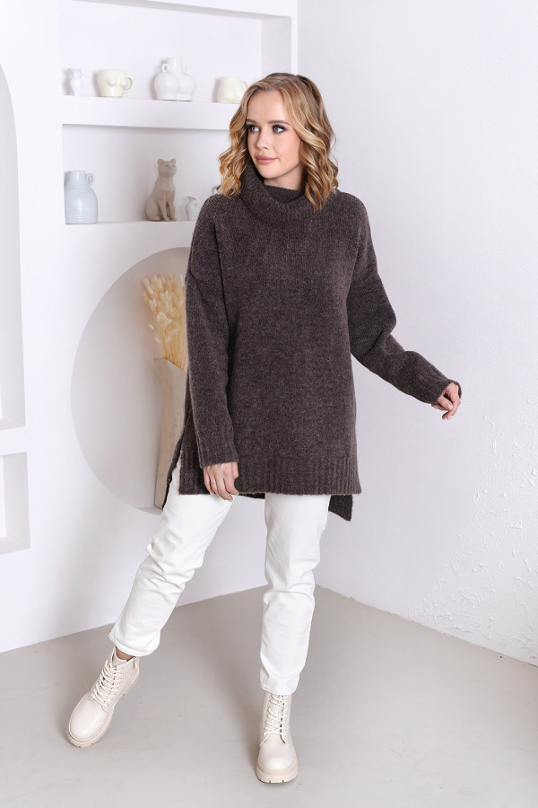 Sweter oversize golfem Anna Ciemne Kakao