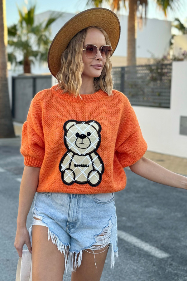 Sweter z misiem Bruno Pomarańcz 4