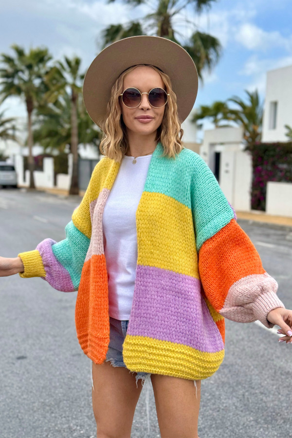 Krótki kardigan oversize Chloe Cytryna-seledyn 3