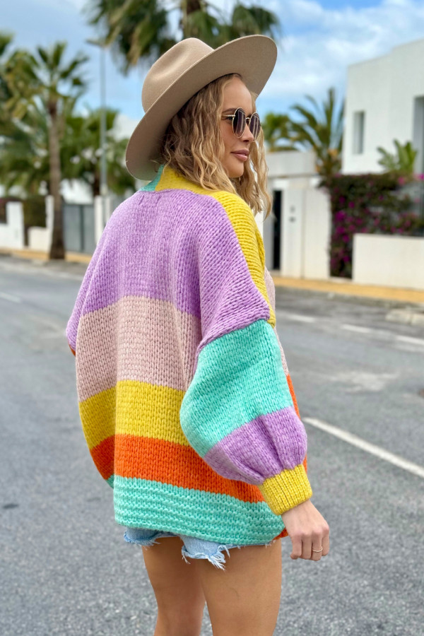 Krótki kardigan oversize Chloe Cytryna-seledyn 4