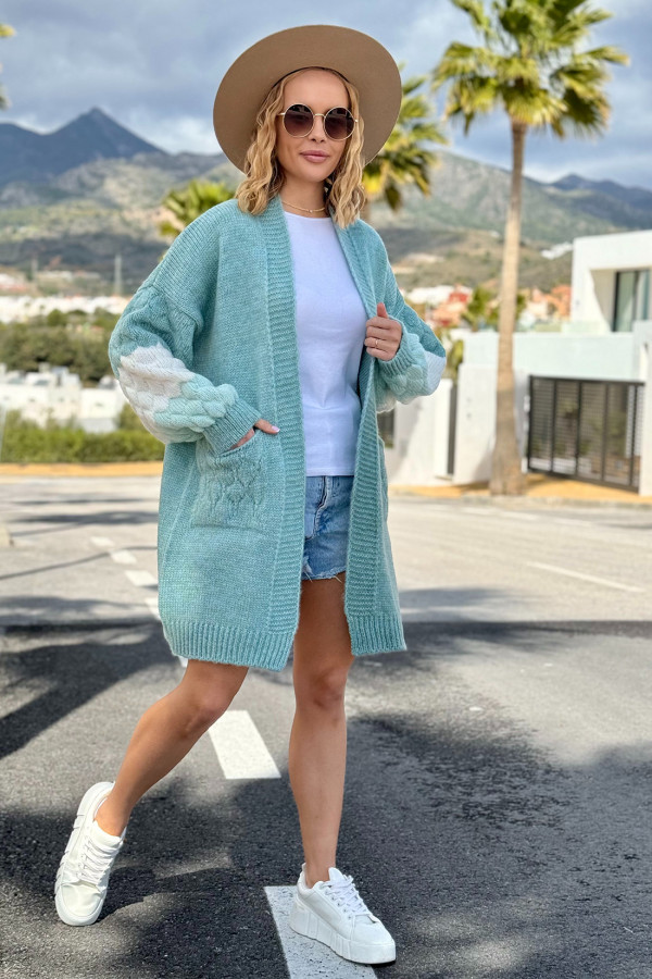 Kardigan oversize z kieszeniami Clara Turkus 1