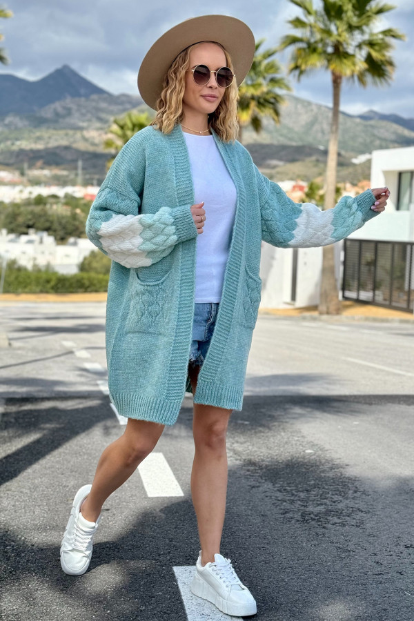 Kardigan oversize z kieszeniami Clara Turkus 3