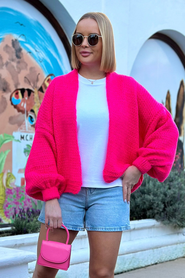 Krótki kardigan oversize Valentina Fuksja