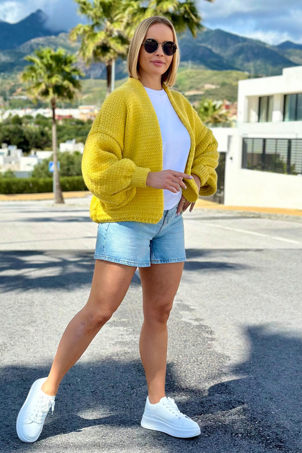 Krótki kardigan oversize Valentina Cytryna
