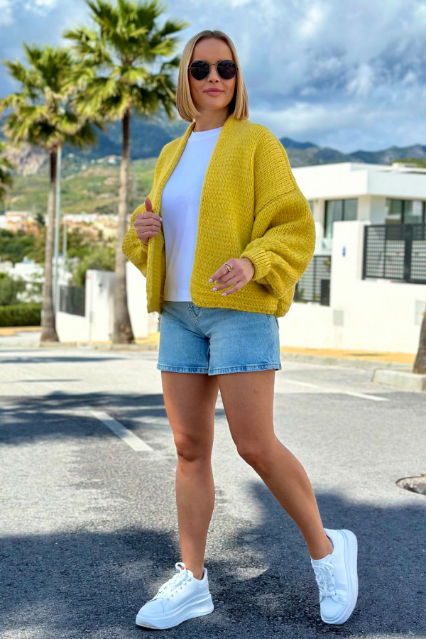 Krótki kardigan oversize Valentina Cytryna 4