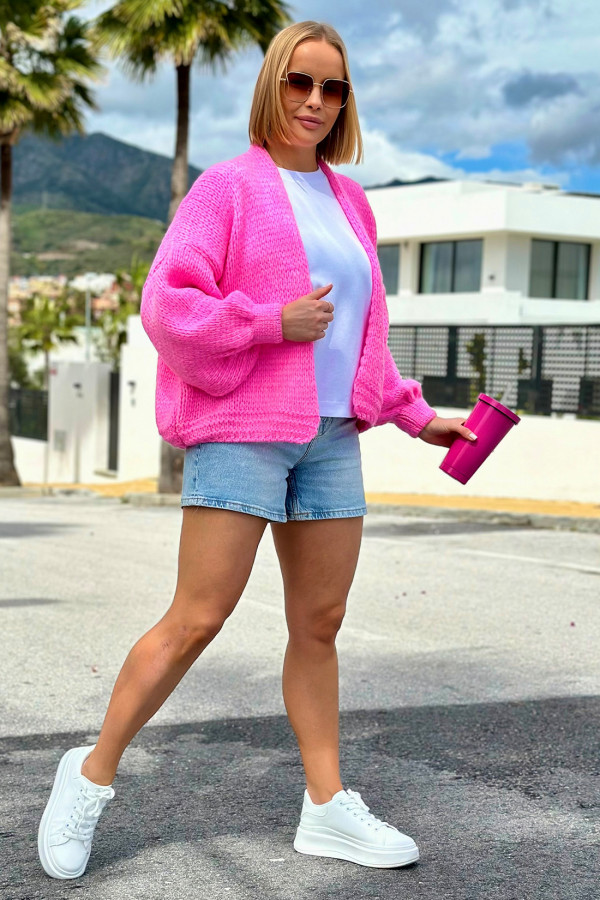 Krótki kardigan oversize Valentina Baby Róż