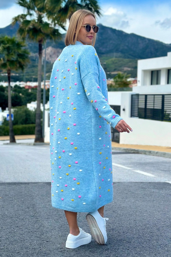 Długi kardigan oversize Ellen Błękit 2