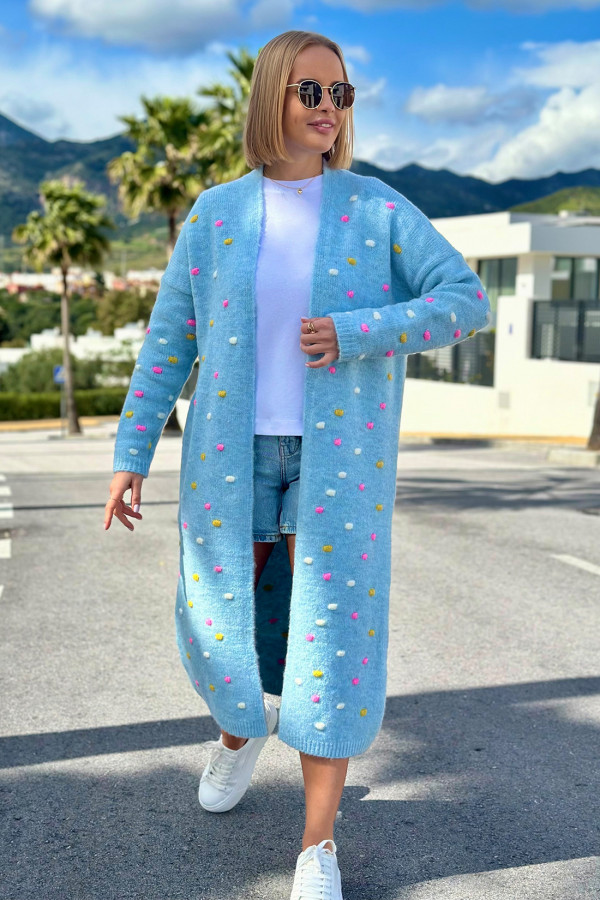 Długi kardigan oversize Ellen Błękit 3