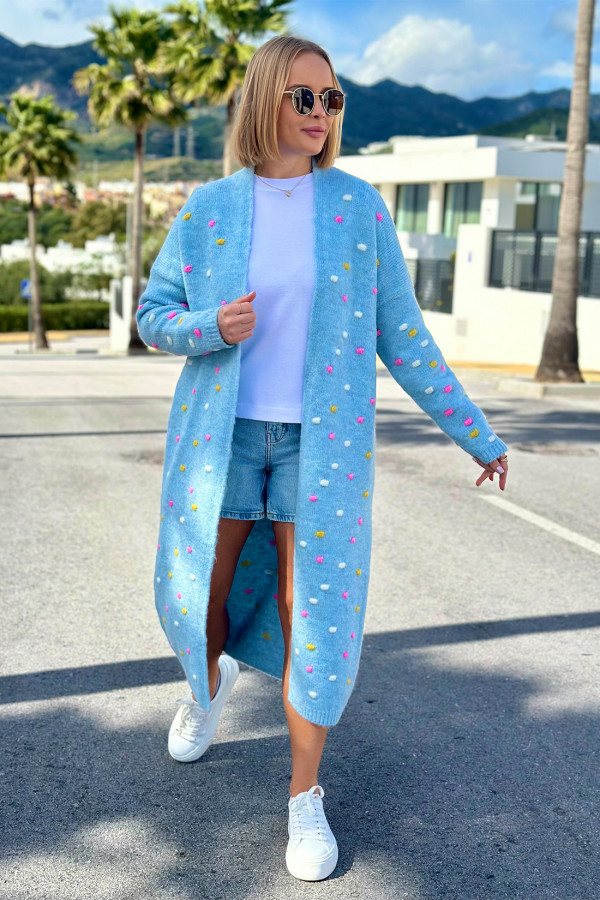 Długi kardigan oversize Ellen Błękit 1
