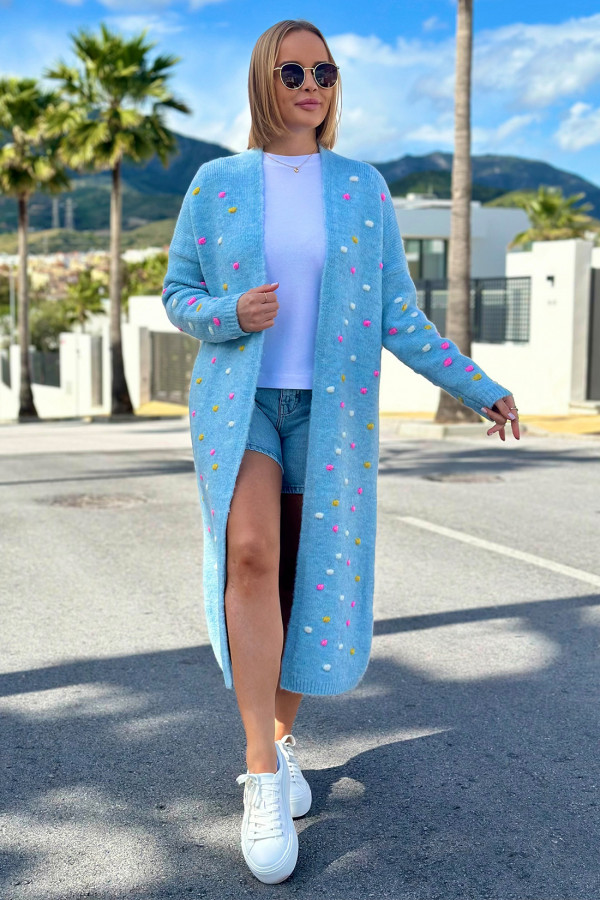 Długi kardigan oversize Ellen Błękit 5