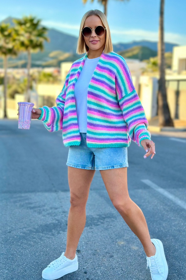 Krótki kardigan Pinacolada Seledyn-wanilia