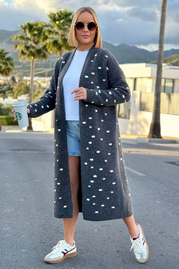 Długi kardigan oversize Ellen Grafit