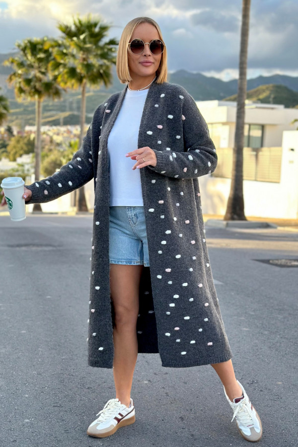 Długi kardigan oversize Ellen Grafit 4