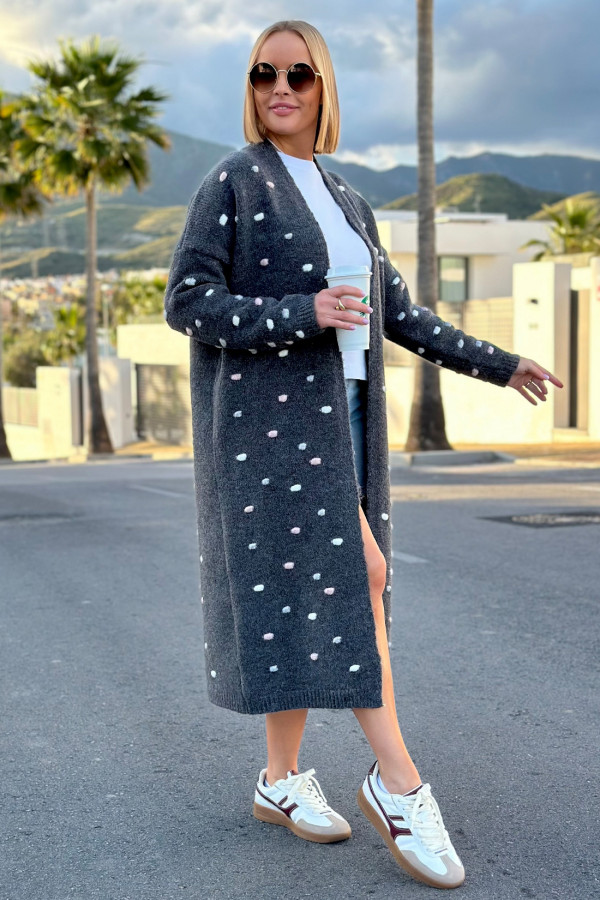 Długi kardigan oversize Ellen Grafit 5
