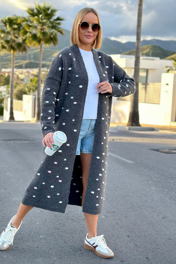 Długi kardigan oversize Ellen Grafit 6