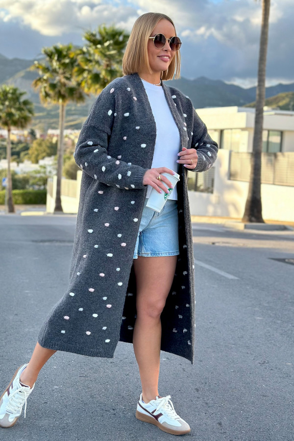 Długi kardigan oversize Ellen Grafit 7