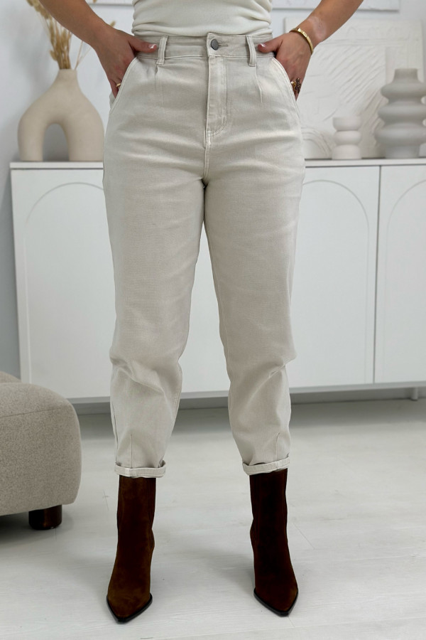 Spodnie jeansowe mom fit Alisha Beż 2