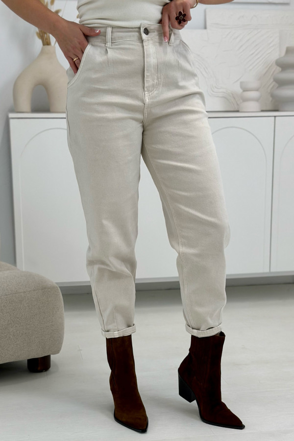 Spodnie jeansowe mom fit Alisha Beż