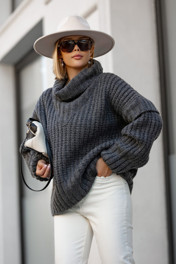 Sweter oversize z golfem Rosso Grafit 2