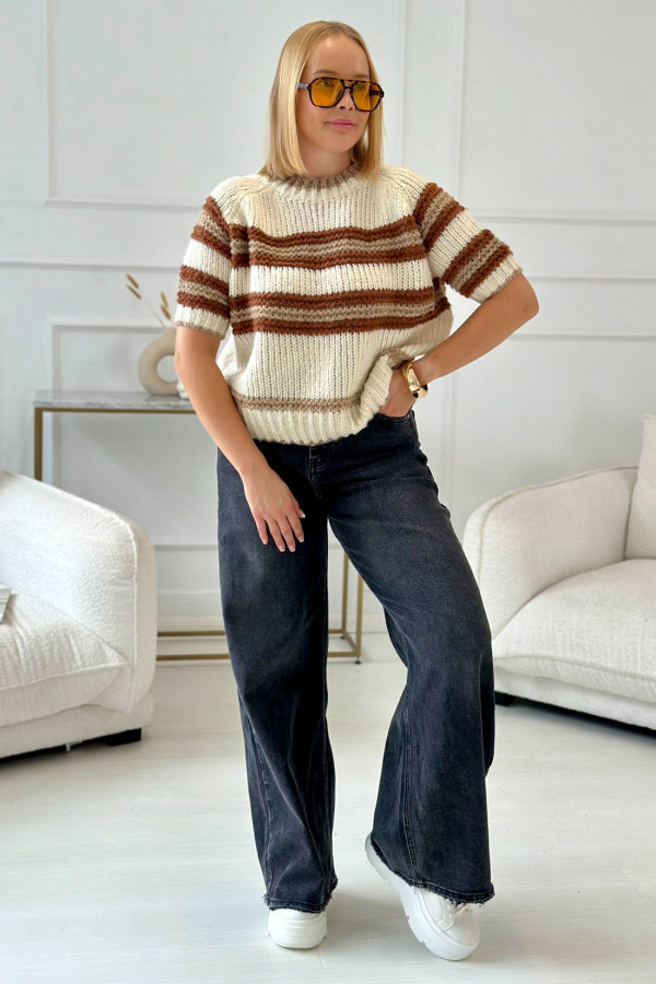 Sweter oversize w paski Dalia Karmel 4