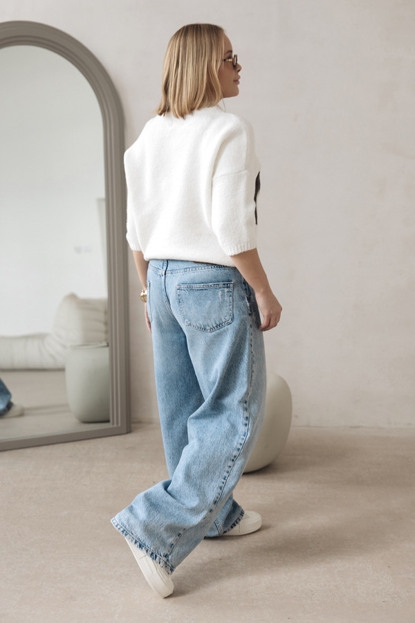 Sweter z napisem Noelle Ecru-ciemne kakao 2