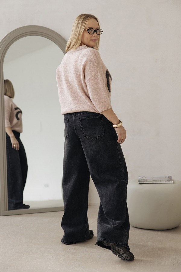 Sweter z napisem Noelle Puder róż-ciemne kakako 2