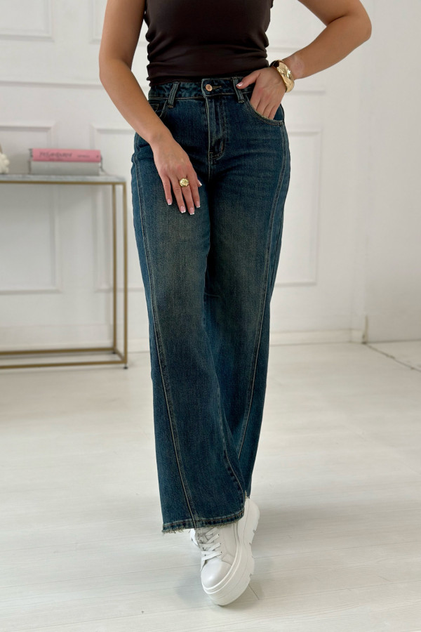 Spodnie jeansowe wide leg Sandra Ciemnoniebieskie 3
