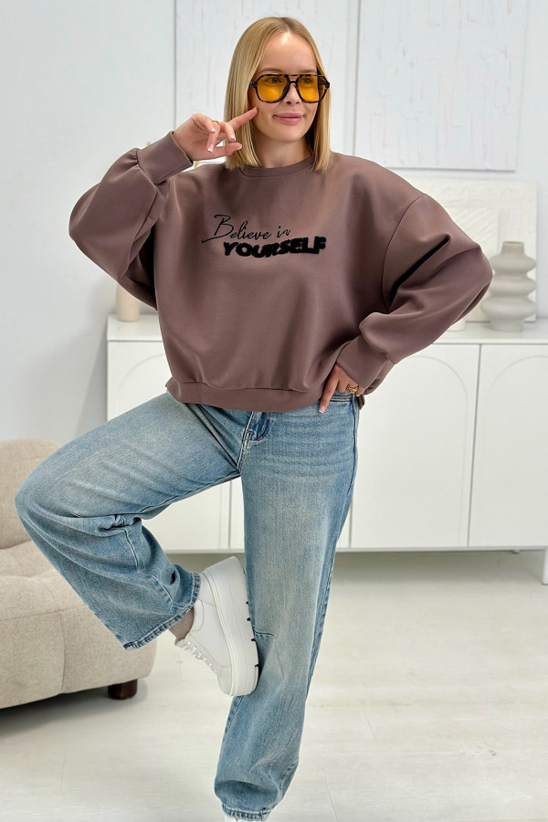 Bluza oversize Believe Mokka 1