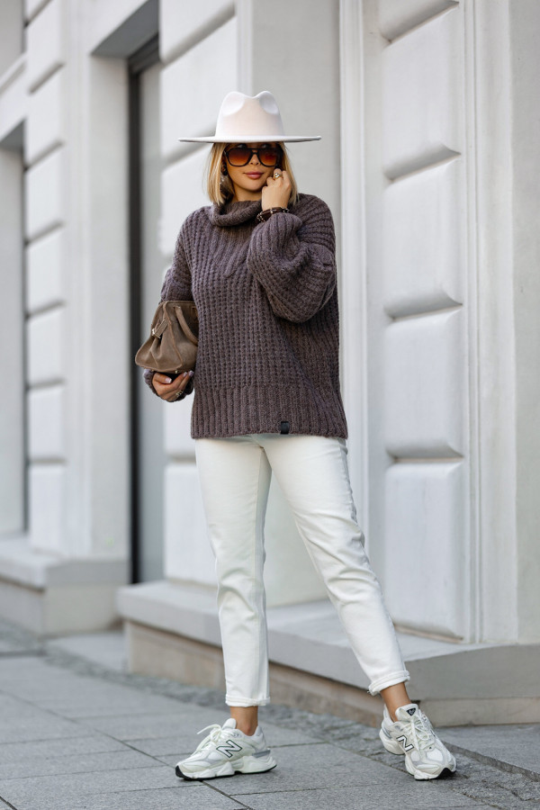 Sweter oversize z golfem Rosso Ciemne Kakako 2
