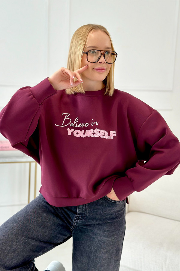 Bluza oversize Believe Burgund 3