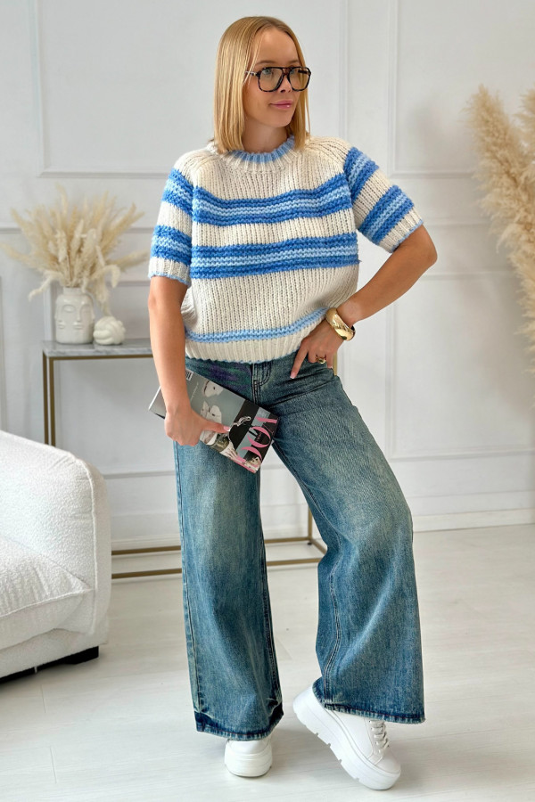 Sweter oversize w paski Dalia Niebieski 1