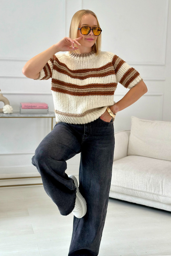 Sweter oversize w paski Dalia Karmel 5