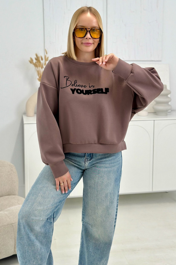 Bluza oversize Believe Mokka