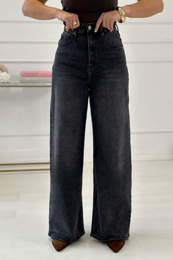 Spodnie jeansowe wide leg Sabrina Czarne