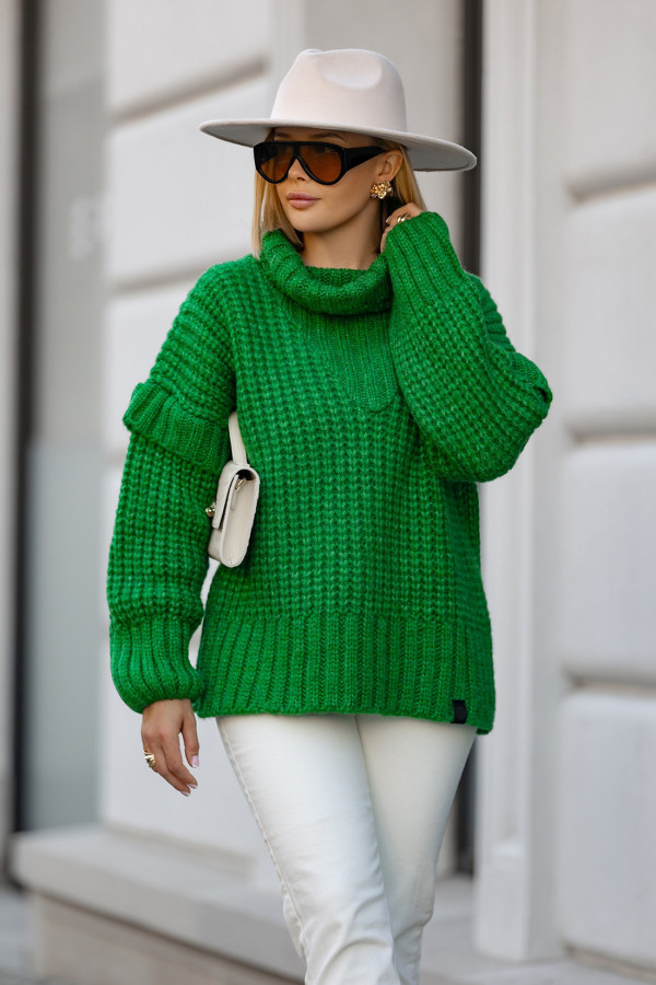 Sweter oversize z golfem Rosso Zielony 2