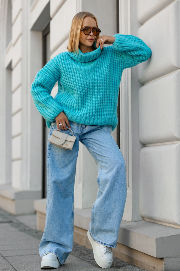 Sweter oversize z golfem Rosso Niebo