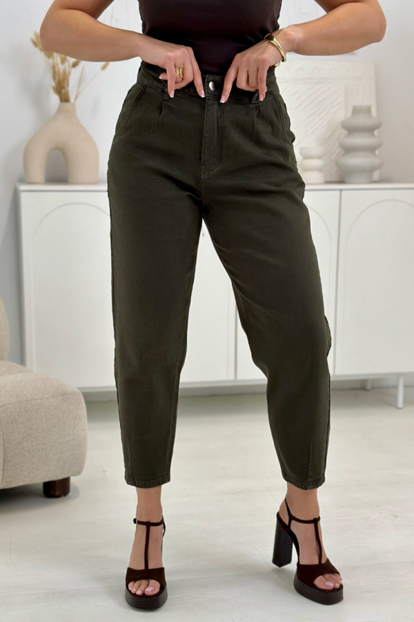 Spodnie jeansowe mom fit Alisha Khaki 1
