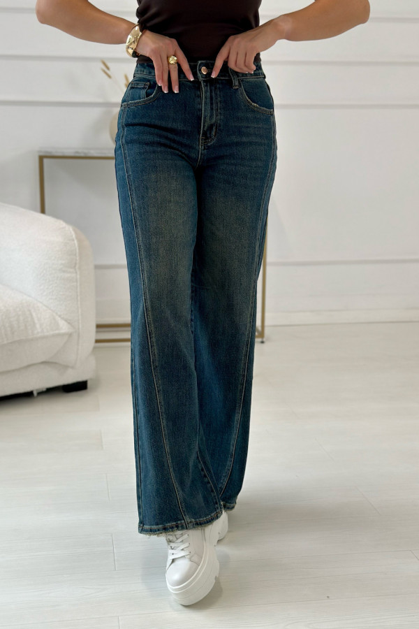 Spodnie jeansowe wide leg Sandra Ciemnoniebieskie 2